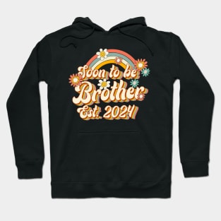 Soon To Be Brother Est. 2024 Family 60s 70s Hippie Costume Hoodie